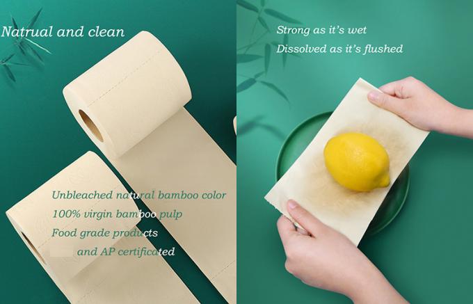 Nontoxic Eco Friendly Biodegradable Toilet Paper Roll Durable Wood Pulp Material 0