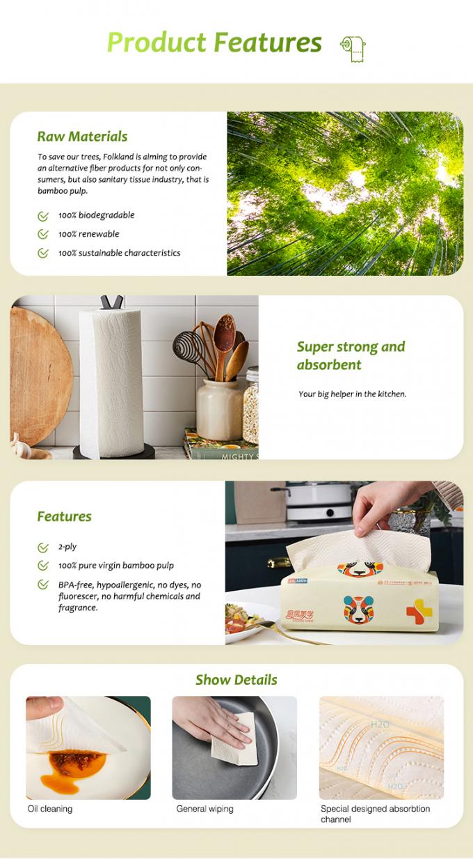 Nontoxic Practical Kitchen Tissue Towel , Sustainable Tissue Paper For Kitchen Use 1