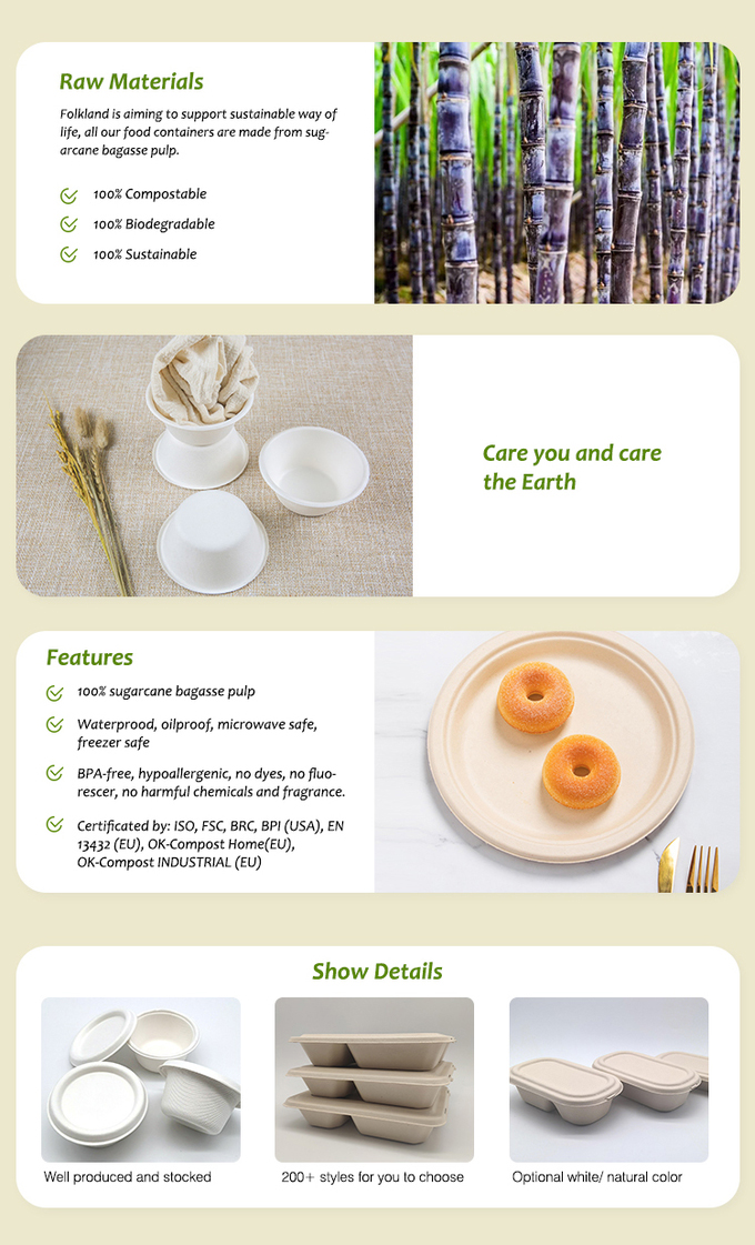 Disposable Biodegradable Sugarcane Rippled Plates For Party Paper Dessert Plates 1