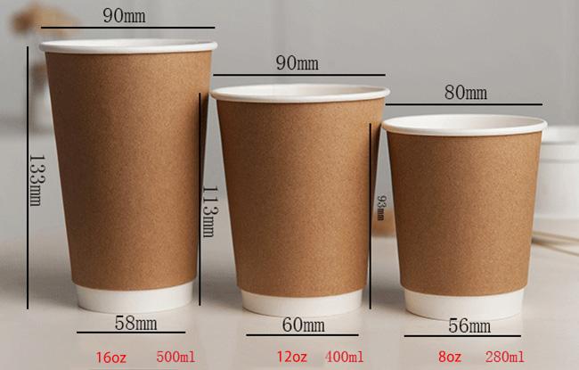 Brown Office Kraft Double Wall Coffee Cup , Disposable Kraft Cups And Lids 0