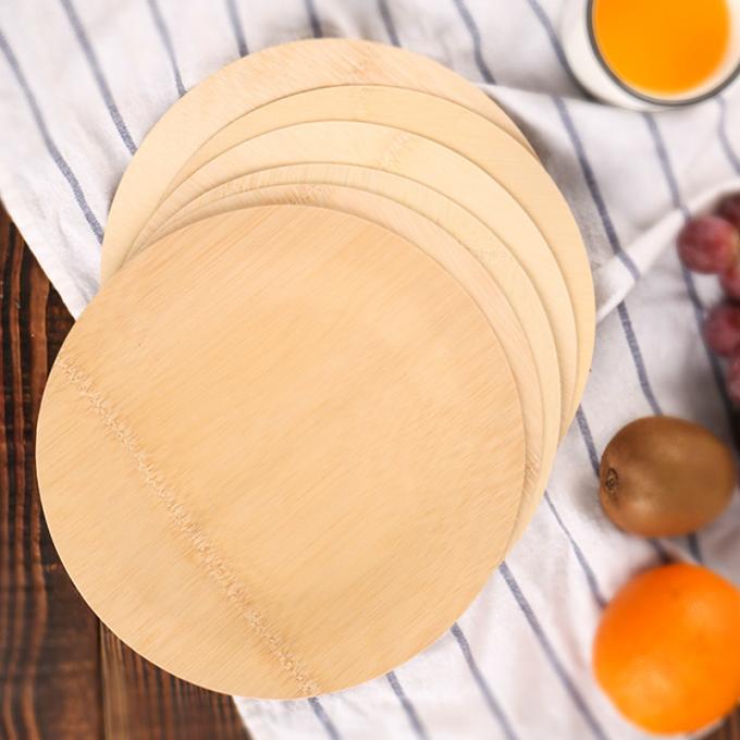 Compostable Nontoxic Bamboo Party Plates , Round Bamboo Dessert Plates 0