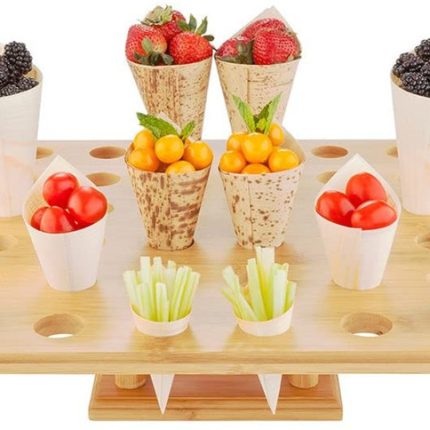 Durable Disposable Pinewood Ice Cream Cone , Compostable Small Wooden Cones